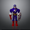 Cartoon Captain America Character In Blue Uniform With Star Emblem And Shield