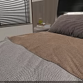 Modern Bedroom With Double Bed Zebra Print Blanket Pillows Gray Rug And Green Plant