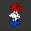 Industrial Equipment Colored Geometric Cubes In White Blue Red With Black Lines