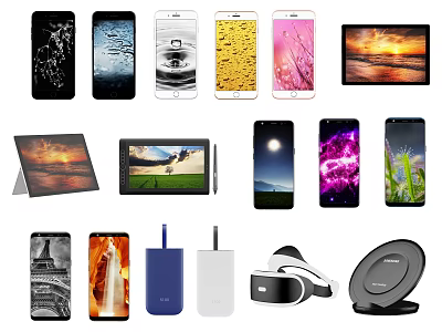 Modern Mobile Phones Tablet Electronics 3d model