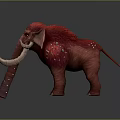 Red Furred Mammoth With Long Tusks Spikes And Red Eyes In 3D Rendering