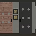 Wooden and Black Panel Swing Doors with Circular Cutouts in Modern Interior