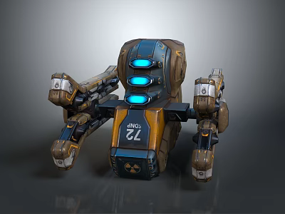 Game Movie Character Mechanical Spider Robot With Yellow Blue Blue Lights Multiple Legs UAC L7 3d model