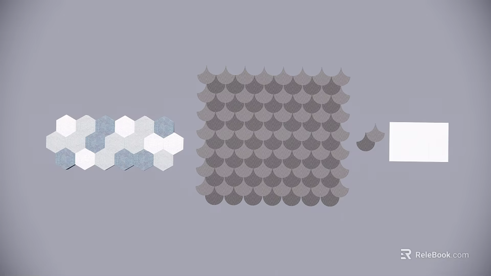 Abstract Geometric Design With Hexagons And Scales In Gray And White Textured Pattern 3d model