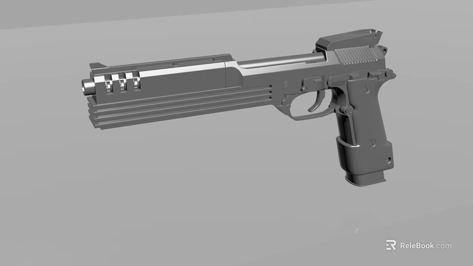 Gray Metal Pistol Design With Sleek Structure 3D Model And Ergonomic Grip 3d model 
