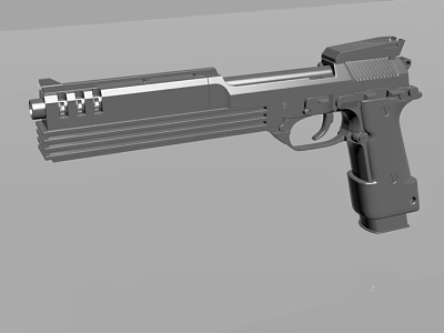Gray Metal Pistol Design With Sleek Structure 3D Model And Ergonomic Grip 3d model