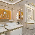 Elegant Jewelry Store Interior With Glass Display Counters And Gold Decorations