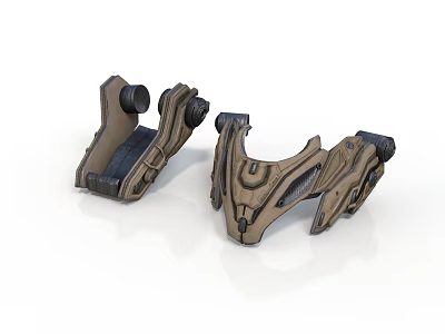Futuristic Mechanical Components With Brown Black Geometric Design And Intricate Details 3d model