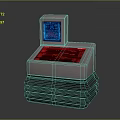 Vintage Electronic Cash Register With Digital Display Screen And Keypad On Stacked Gray Mats
