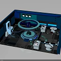 Futuristic Sci Fi Laboratory Interior With Central Circular Device And Hi Tech Equipment 3d model