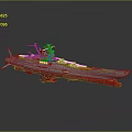Detailed Military Warship 3D Model Featuring Silver Red Hull And Missile Weapon System