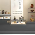 Traditional Cultural Center Interior With Ancient Pottery Exhibits And Glass Display Shelves