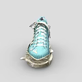 Turquoise High Top Shoes Featuring BE KOBE Lettering Gold Anchor Ferris Wheel Buildings Beige Sole