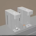Two White Kitchen Appliances On Gray Countertop With Small Cups 3d model