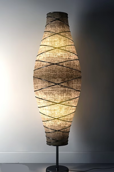 Modern Minimalist Floor Lamp With Fabric Shade And Crossed Metal Lines Design 3d model