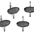 Four Modern Stone Bathroom Washbasins With Faucets And Pedestal Stands Design