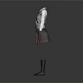 Girls School Uniform Set With White Shirt Grey Vest Tie Plaid Skirt And Black Socks