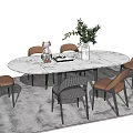 Modern Dining Table and Chair Combination Dining Table and Chair 3d model