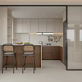 Modern Living Dining Room Interior With Large Windows City View Beige Sofa And Coffee Table