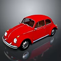 Red Classic Beetle Car Exterior Design With Shiny Finish And Retro Style