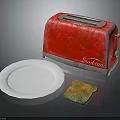 Sunbeam Red Toaster Kitchen Appliance With White Plate And Toasted Bread