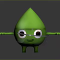 Green Droplet Shaped Cartoon Character Creature Wearing Goggles With Arms And Legs