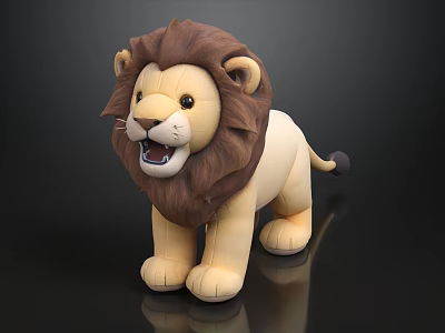 Cute Lion Plush Toy With Brown Mane Beige Body And Friendly Expression 3d model