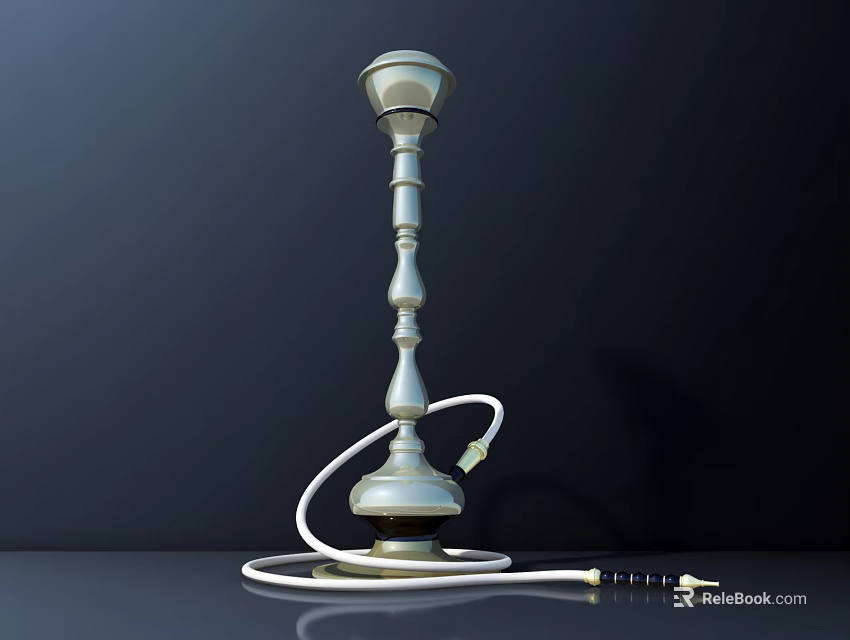 Silver Hardware Tool With Slender Rod Base White Hose And Metal Nozzle 3d model