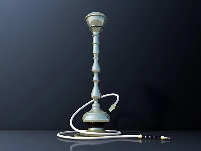 Silver Hardware Tool With Slender Rod Base White Hose And Metal Nozzle 3d model