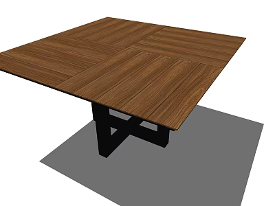 Modern Wooden Coffee Table With Natural Wood Grain And Black Metal Base 3d model