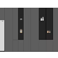 Modern Sleek Grey Built in Wine Cabinet With LED Lighting And Glass Shelves