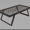 Modern Metal Rectangular Coffee Table With Grid Surface And Sturdy Support Legs 3d model