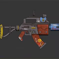 Vibrant Cartoon Style Gun With Scope Decorative Stickers And 3D Model Design