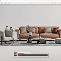 Modern sofa coffee table combination 3d model