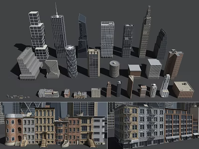 Modern Urban Architecture Featuring Diverse Skyscrapers Different Heights And Architectural Styles 3d model