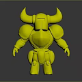 Stylized Fantasy Blue Armored Character With Large Horns 3D Model Design