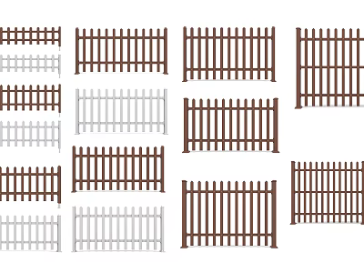 Garden Landscape Fence Designs With Various Styles And White Brown Colors 3d model