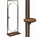 Elegant Full Length Floor Mirror with Metal Frame and Wooden Side Table