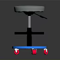 Adjustable Modern Bar Stool With White Seat LED Light And Rolling Wheels
