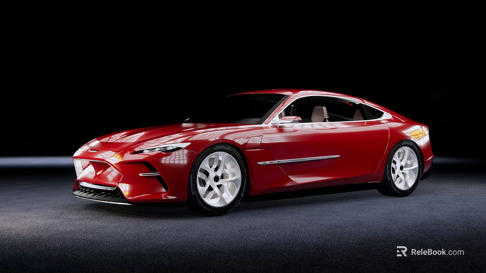 Red Sports Car With Modern Sleek Design Streamlined Body And Silver Alloy Wheels 3d model 