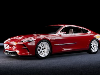 Red Sports Car With Modern Sleek Design Streamlined Body And Silver Alloy Wheels 3d model