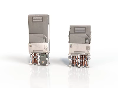 Two Silver Electrical Equipment Units Featuring 05 Number And Metal Contacts 3d model