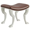 Stylish Sofa Stool With Brown Leather Cushion And White Braided Claw Shaped Legs