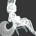 Anime Style Character With Rabbit Ears White Hair Black Body And Golden Decorations