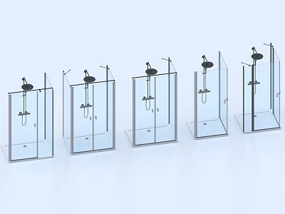 Modern Bathroom Shower Screens With Glass Panels And Stainless Steel Frames 3d model