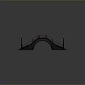 3D Model of Stone Arch Bridge With Lamp Posts Over Water And Textured Ground