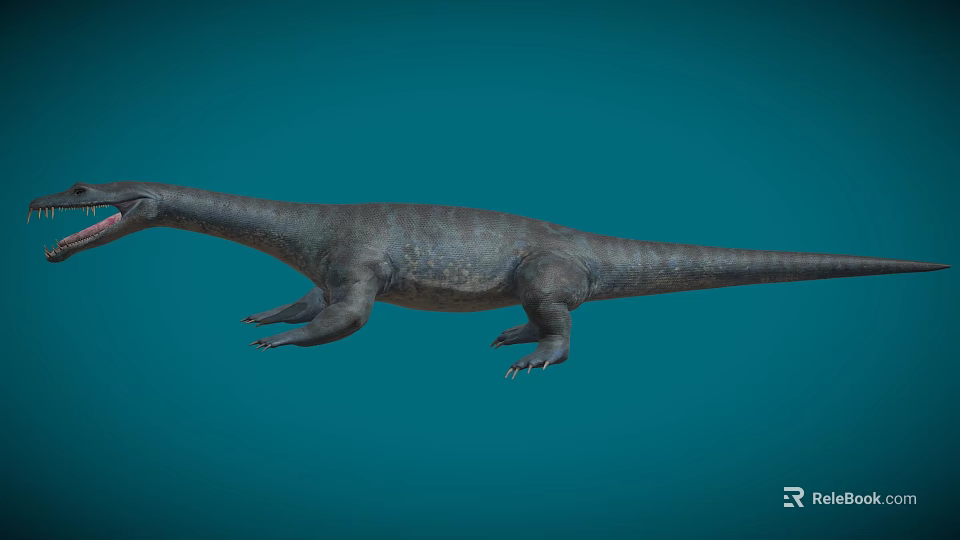 Large Gray Reptile With Rough Skin Long Tail And Muscular Limbs Structure 3d model 