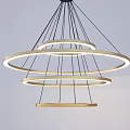 Modern Hanging Chandelier With Multiple Circular Rings And Glowing Lights