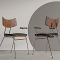 Nuevo Modern Dining Chairs With Wooden Backrest Black Seat And Metal Legs