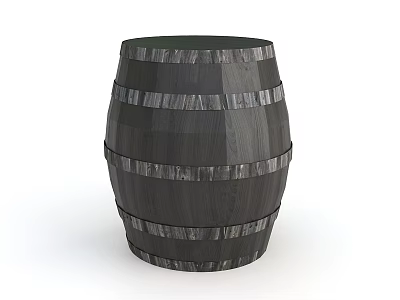 Dark Wooden Barrel With Metal Hoops And Classic Design For Decorative Display Purposes 3d model